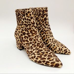 Dolce Vita Leopard Print Calfskin Ankle Bootie Zip